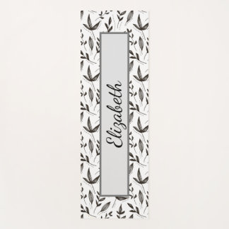 Tapete De Yoga padrão elegante das folhas preto e branco Yoga Mat