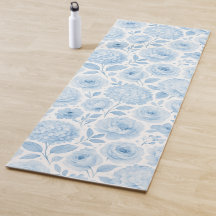 Padrão Floral Aquarela Azul Branco