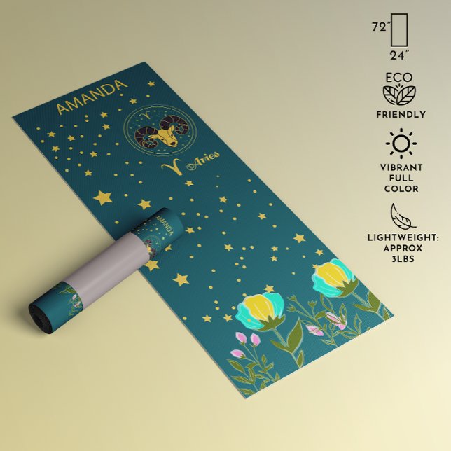 Tapete De Yoga Padrão floral botânico aquoso Aries Yoga Mat (Watercolor botanical floral pattern Aries Yoga Mat)