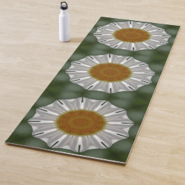 Tapete De Yoga Padrão floral branco e verde