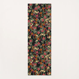 Tapete De Yoga Padrão Floral Brilhante com Folhagem Verde