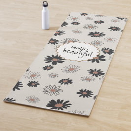 Tapete De Yoga Padrão Floral Cor-de-Rosa Preto
