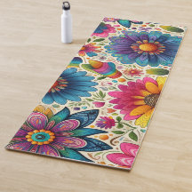 Padrão Floral Hippie Arco-Íris Retrô
