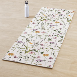 Tapete De Yoga Padrão Floral Jardim de Flores Silvestres