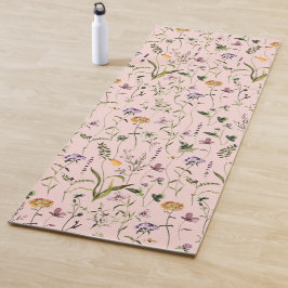 Tapete De Yoga Padrão Floral Jardim de Flores Silvestres