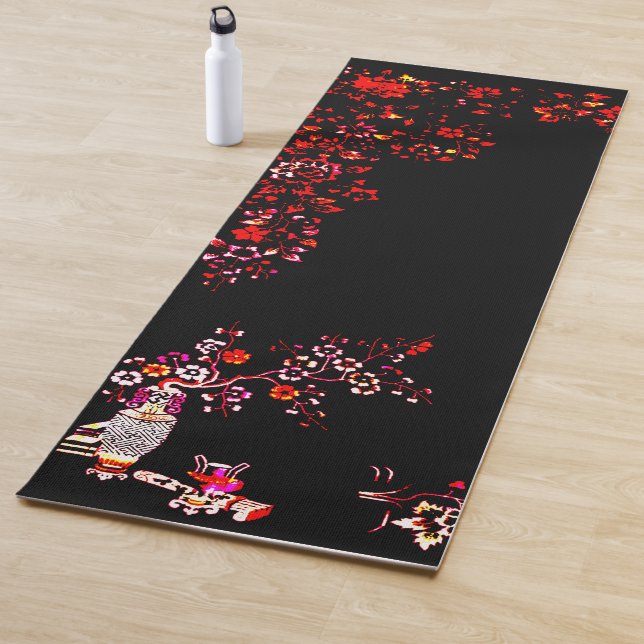 Tapete De Yoga Padrão Floral Negro Elegante Yoga Mat (In Situ)
