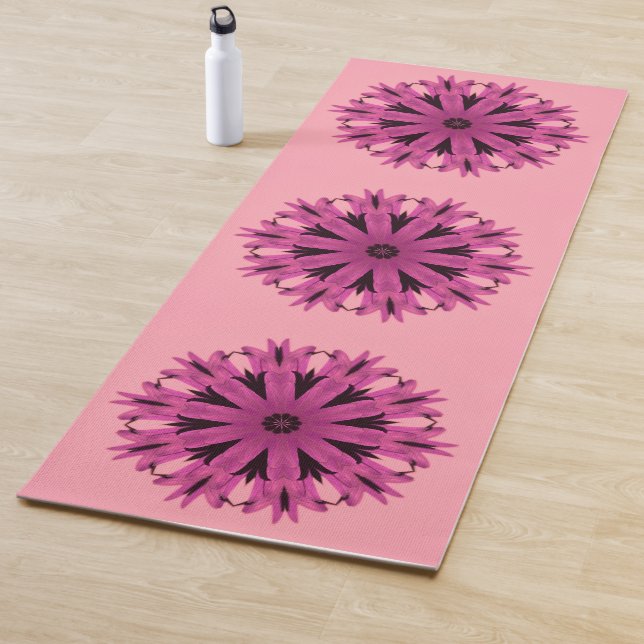 Tapete De Yoga Padrão floral rosa (In Situ)