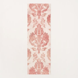 Tapete De Yoga Padrão Floral Vintage de Aquarela em Rosa Damask