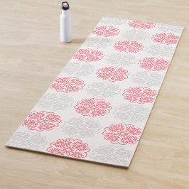 Tapete De Yoga Padrão florescente rosa e Cinza Ioga Mat moderno