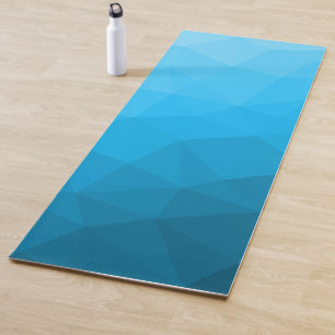 Tapete De Yoga Padrão Geométrico de Gradiente Azul Ciano