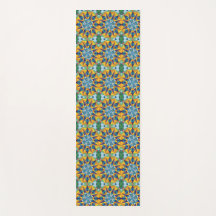 Padrão geométrico fractal azul e amarelo