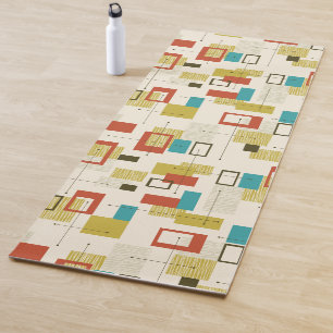 Tapete De Yoga Padrão geométrico sem costura do século Médio