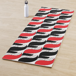 Tapete De Yoga Padrão Geométrico Vermelho Negro