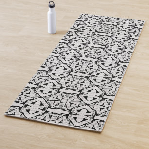 Tapete De Yoga Padrão Legal Rustic Black and White
