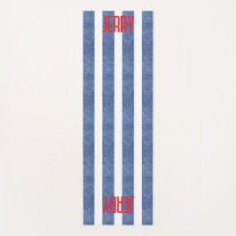 Tapete De Yoga Padrão listrado branco-azul