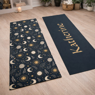 Tapete De Yoga Padrão Lunar Celestial Místico Nome Personalizado
