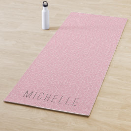 Tapete De Yoga Padrão Marroquino Rosa Elegante com Nome