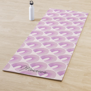 Tapete De Yoga Padrão Moderno do Meio século Arco-Íris Roxo