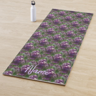 Tapete De Yoga Padrão Natureza Da Flor Da Tulipa Roxa Personaliza