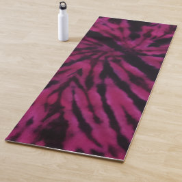 Tapete De Yoga Padrão Retro Hippie Roxo Rosa Preto Tie-Dye