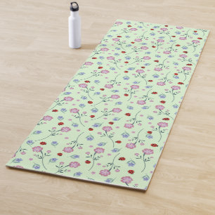 Tapete De Yoga Padrão Russo da Flor da Bolinhas de Ladybug