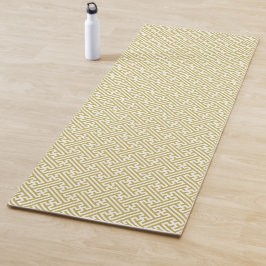 Tapete De Yoga Padrão Sayagata, japonês, Dourado e branco