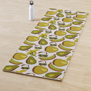 Tapete De Yoga Padrão sem costura de fruta tropical amarelo e bra