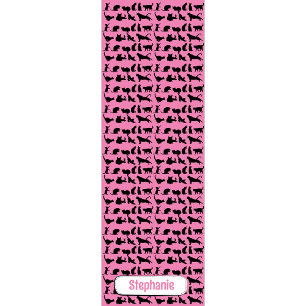 Tapete De Yoga Padrão Silhouette Personalizado Em Gato Preto Rosa