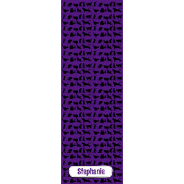 Tapete De Yoga Padrão Silhouette Personalizado Gato Preto Roxo