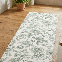 Padrão Toile Floral Verde Salvia Vintage