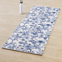 Padrão Toile Floral Vintage Azul