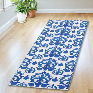 Tapete De Yoga Padrão Toile Francês Azul
