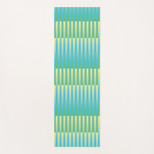 Tapete De Yoga Padrão verde amarelo azul riscado