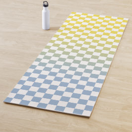 Tapete De Yoga Padrão verificado de Ombré amarelo a azul claro