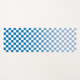 Tapete De Yoga Padrão verificado de Ombré Azul Claro a Escuro