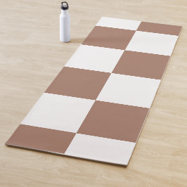 Tapete De Yoga Padrão verificado em branco e Mocha Mousse