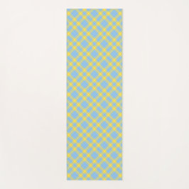 Tapete De Yoga Padrão Xadrez Azul Amarelo