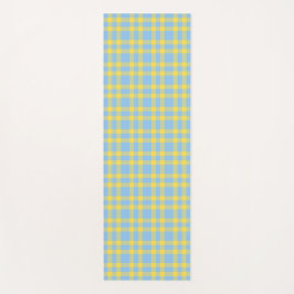 Tapete De Yoga Padrão Xadrez Azul Amarelo