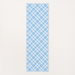 Tapete De Yoga Padrão Xadrez Azul Branco