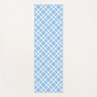 Tapete De Yoga Padrão Xadrez Azul Branco