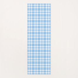 Tapete De Yoga Padrão Xadrez Azul Branco