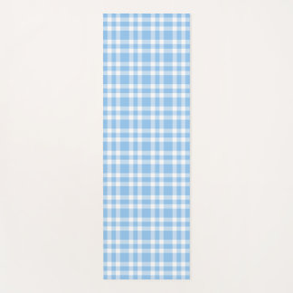 Tapete De Yoga Padrão Xadrez Azul Branco