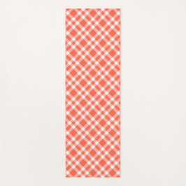 Tapete De Yoga Padrão Xadrez Branco Coral
