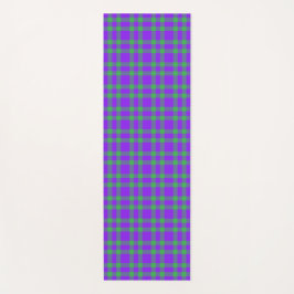 Tapete De Yoga Padrão Xadrez Verde Roxo