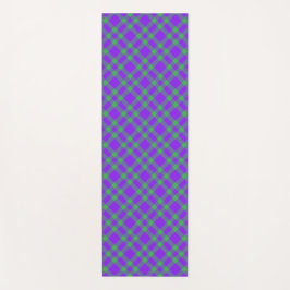 Tapete De Yoga Padrão Xadrez Verde Roxo