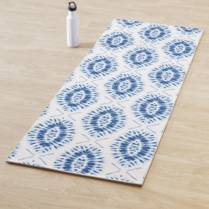 Tapete De Yoga Padrões Abstrato Azuis de Tie Dye Shibori