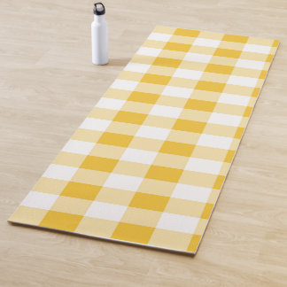 Tapete De Yoga Padrões Amarelo e Branco de Gingham