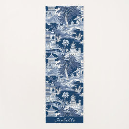 Tapete De Yoga Paisagem Asiática Chinoiserie Paisagem Azul Branco
