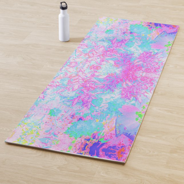 Tapete De Yoga Paisagem Azul Aqua e Rosa Quente (In Situ)