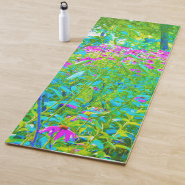 Tapete De Yoga Paisagem do Jardim Impressionista Azul Aqua